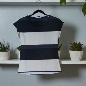 MaxMara Black and Tan Striped Women's Top
